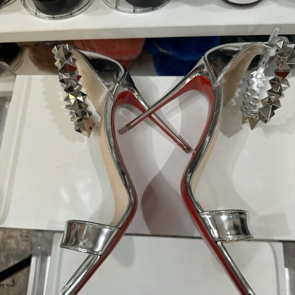 Christian Louboutin Silver Leather Sandal - Picture 4 of 7
